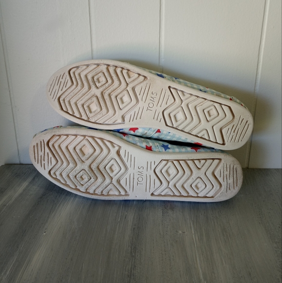 Toms White Blue Gingham Stars Glow In The Dark Alpargata Women's Size 11 - Picture 7 of 16